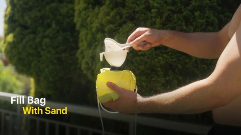 fill bag with sand